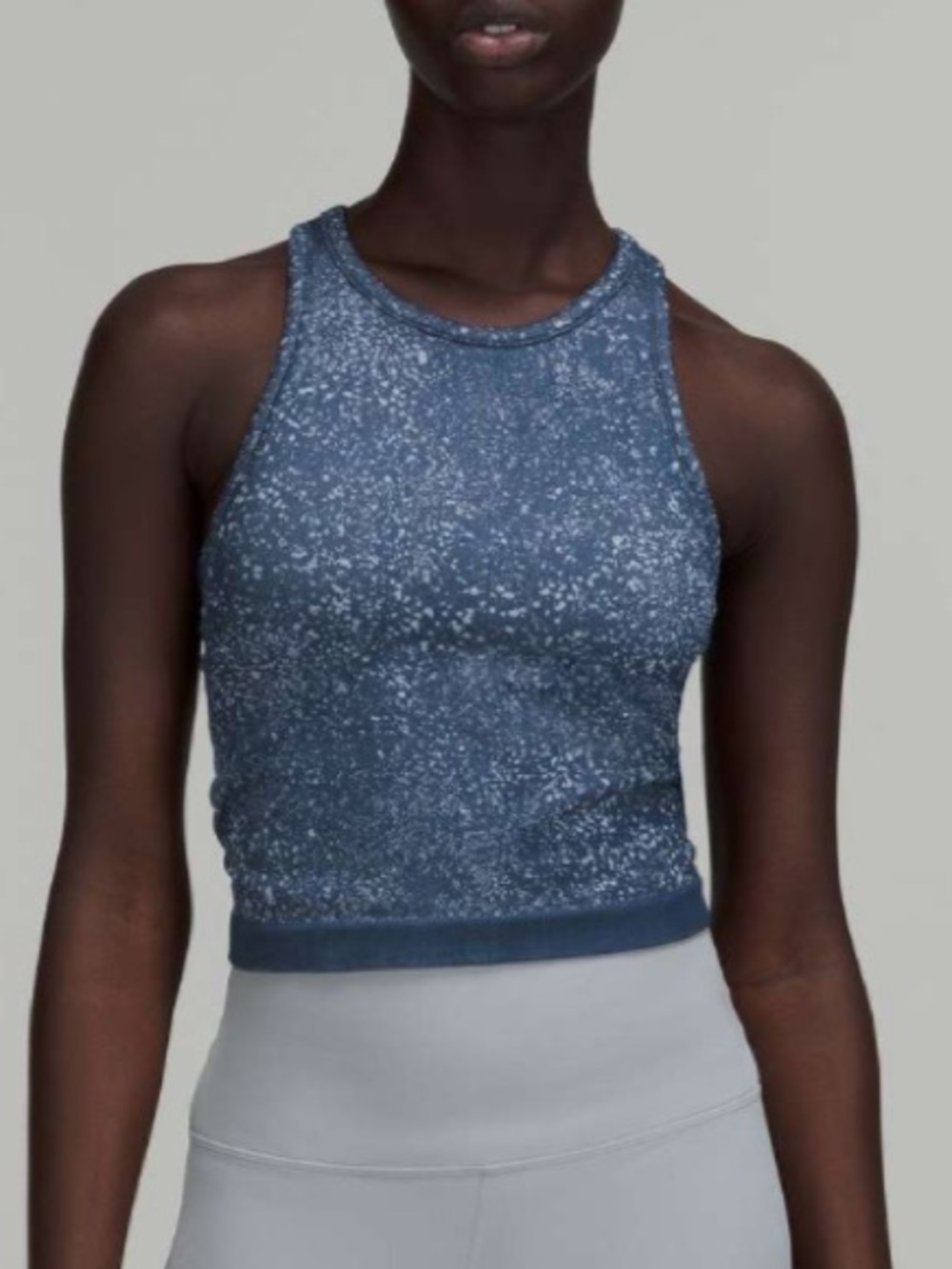 Lululemon Ebb to Street Crop Racerback Distorted Noise Mineral Blue/ Pastel Blue